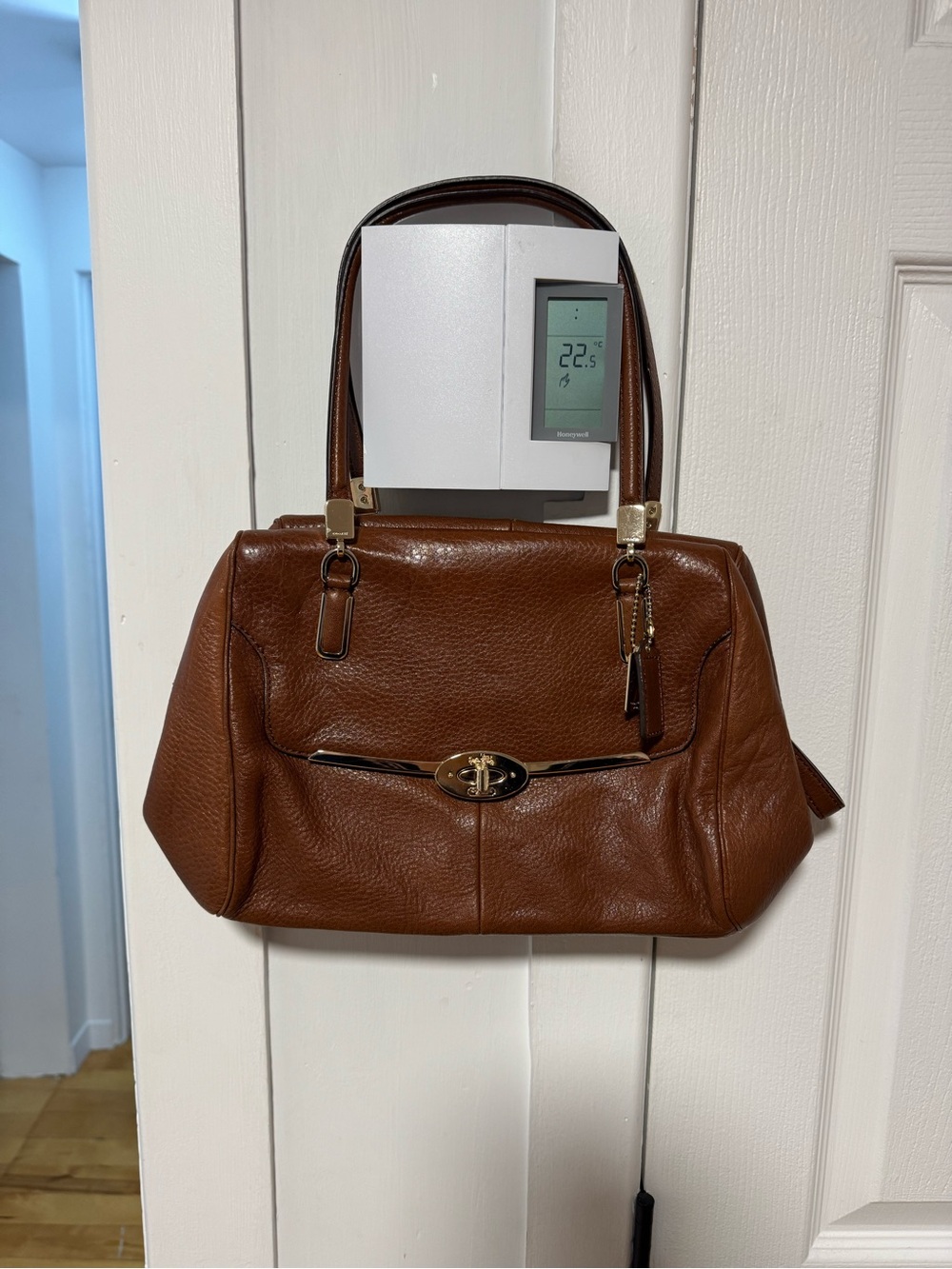 Classic Brown Leather Satchel Handbag